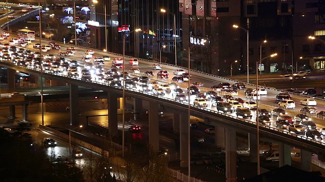 中央商务区，高架景观，北京，中国视频素材