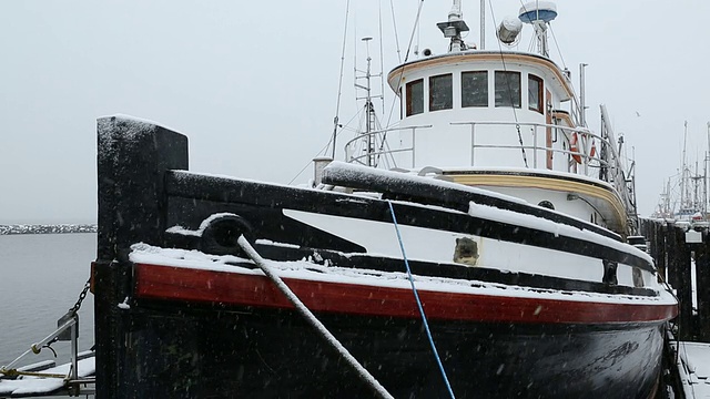 雪,文森Fishboat视频素材