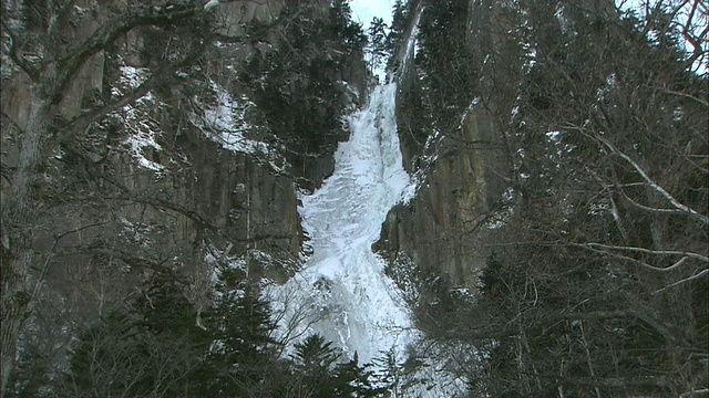 北海道的冬季瀑布视频素材