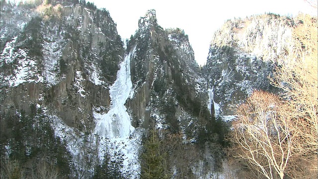 北海道的冬季瀑布视频素材