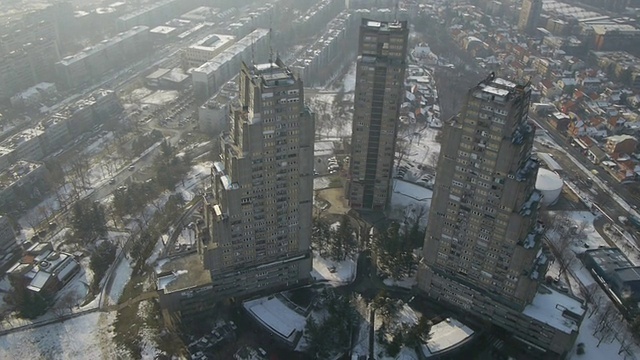 冬天的城市空中视频素材