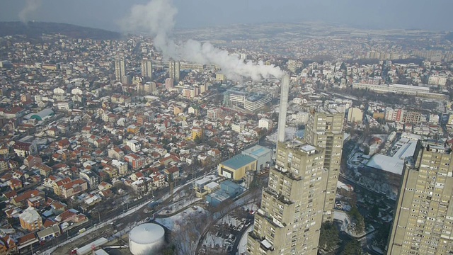 冬天的城市空中视频素材