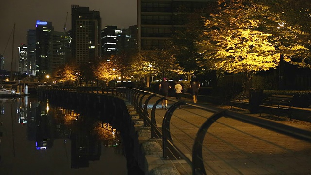 煤港海堤夜跑，温哥华视频素材