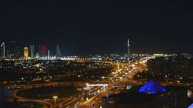 迪拜摩天大楼的夜景。视频素材