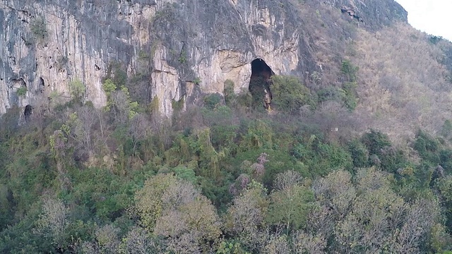 鸟瞰图从蝙蝠的洞穴开始视频素材