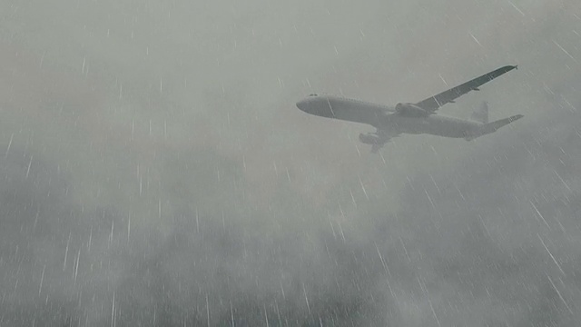 客机在暴风雨中飞行视频素材