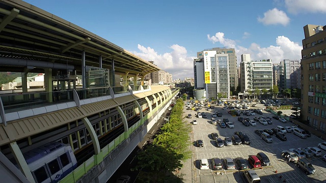 台北西湖地铁站，美丽的市容日落，台湾丹视频素材