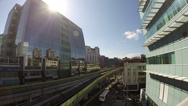 台北西湖地铁站，美丽的市容日落，台湾丹视频素材