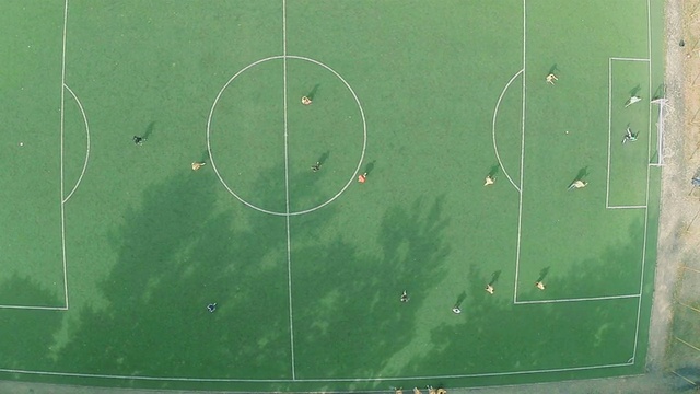 专业足球队在球场上的鸟瞰图视频素材