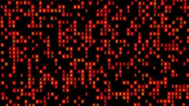 数据流二进制发光变焦在橙色红色视频素材