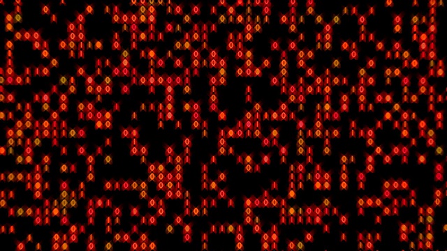 数据流二进制发光变焦在橙色红色视频素材