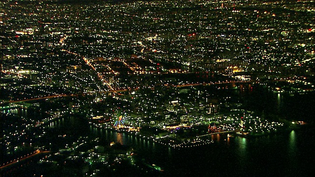 名古屋地区航拍夜景港视频素材