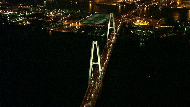 名古屋地区航拍夜景港视频素材