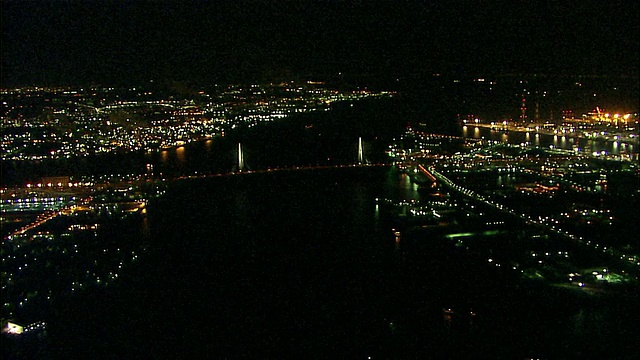 名古屋地区航拍夜景港视频素材