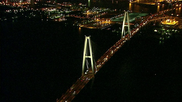 名古屋地区航拍夜景港视频素材