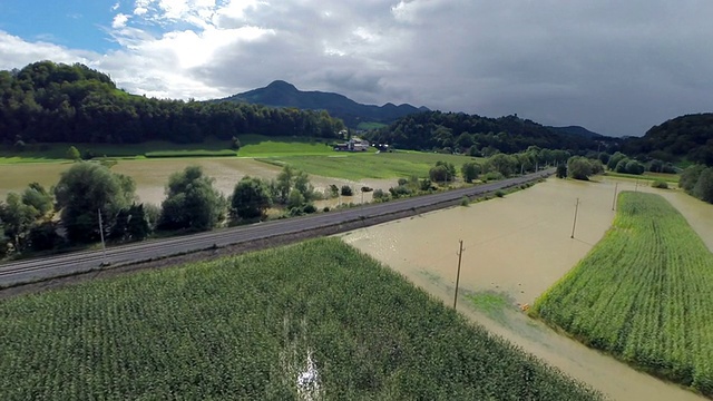 玉米地被浑水淹没视频素材