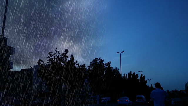 晴朗的一天，大雨浇满了树木视频素材