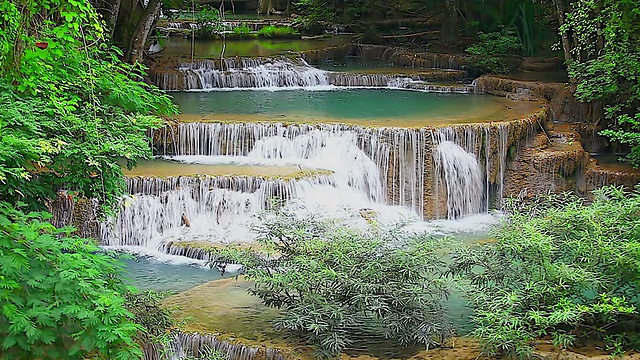 热带雨林中的瀑布视频素材