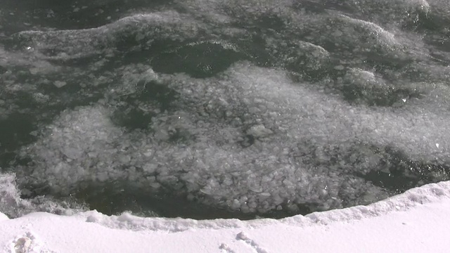 水的冰表面流动时很粗糙(高清)视频素材