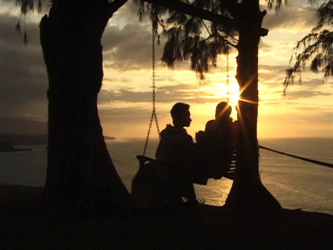 浪漫的夕阳荡漾在金色的海洋上视频素材