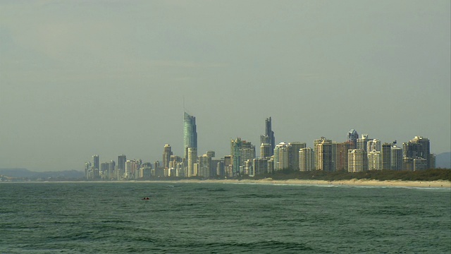 黄金海岸天际线海景-冲浪者的天堂视频素材