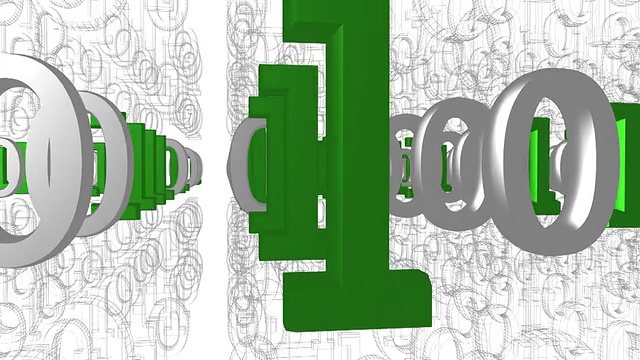3d二进制代码动画循环隔离在白色视频下载