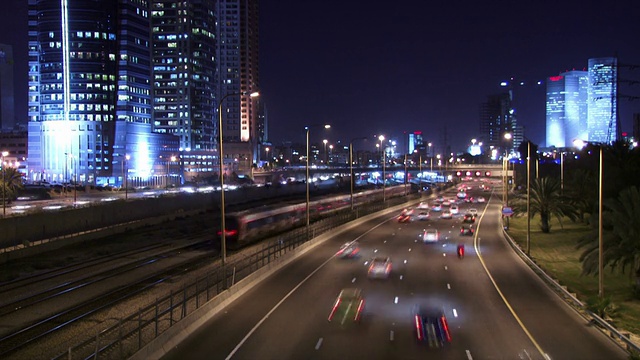 公路建筑夜间延时视频素材