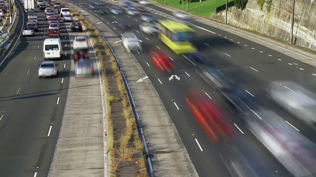 交通时间的推移-繁忙的道路，高速公路，尖峰时间视频素材