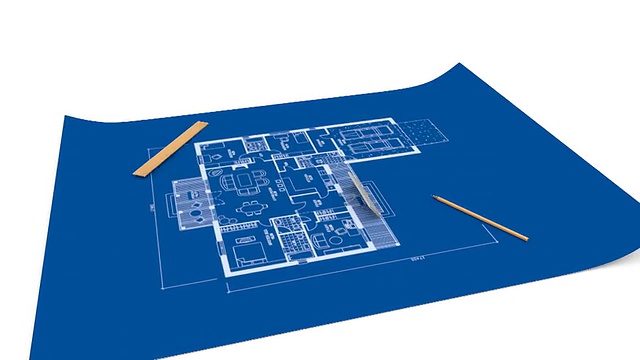 在图纸上建造的房子。视频素材