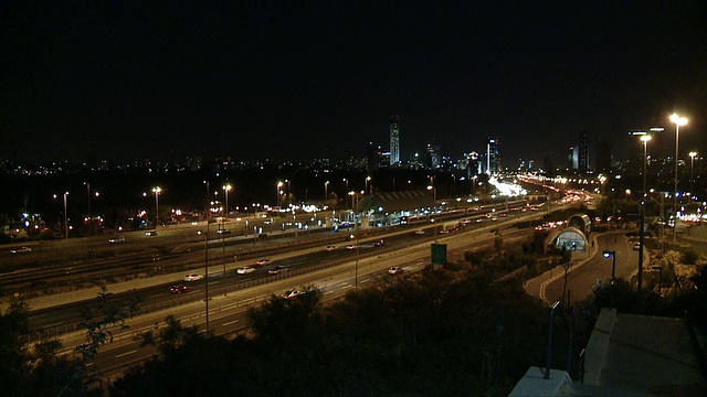 特拉维夫夜景广阔的城市景观视频素材