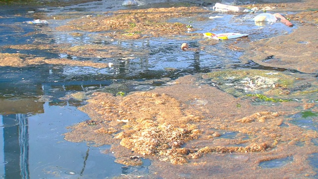 污水流入大海视频素材