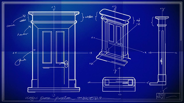 门技术图纸蓝图时间流逝HD, SD视频素材