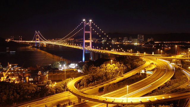 青马桥夜景-俯卧视频素材