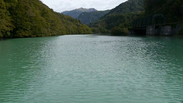 低而缓慢地飞越河流视频素材