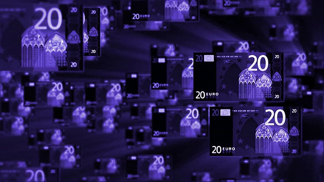X-Ray 20欧元钞票飞了视频素材