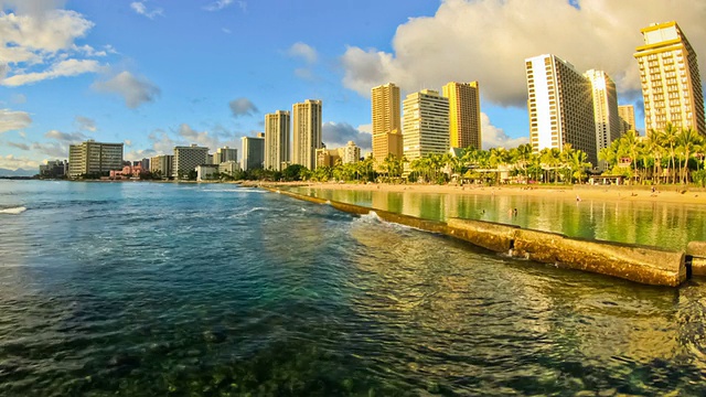 海滩时光流逝威基基视频素材