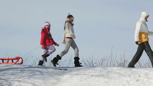 家庭用雪橇视频素材