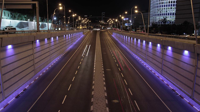 隧道路及路口夜间时间流逝视频素材