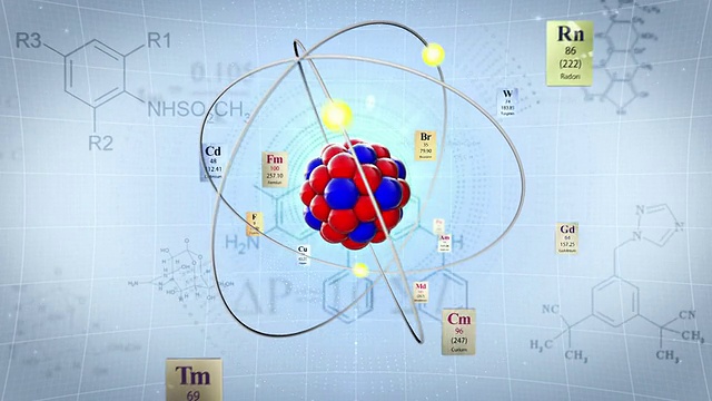 元素周期表和公式的原子模型视频素材