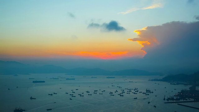 维多利亚港日落视频素材