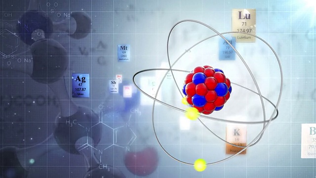 元素周期表元素和化学公式的原子模型视频素材