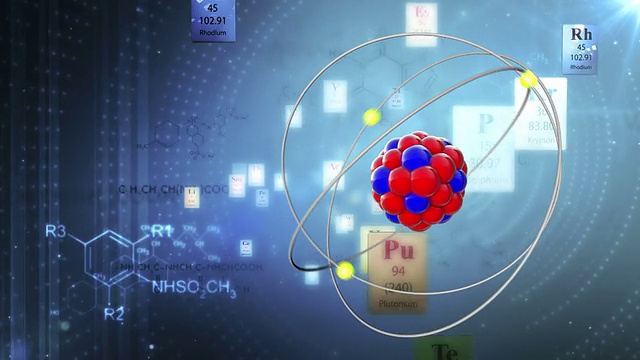 元素周期表元素和化学公式的原子模型视频素材