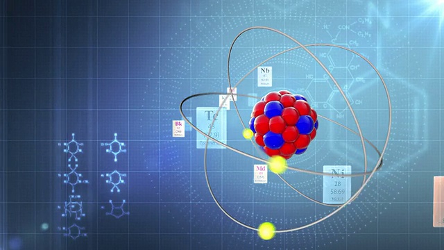 元素周期表元素和化学公式的原子模型视频素材
