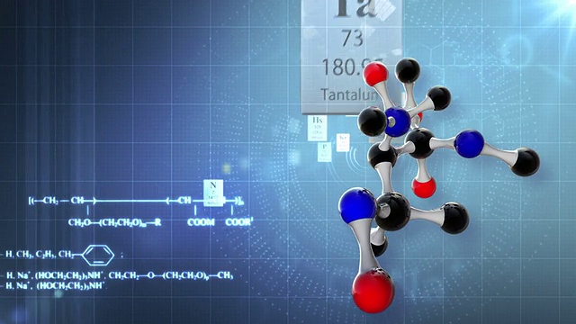 具有元素周期表和化学公式的分子结构视频素材