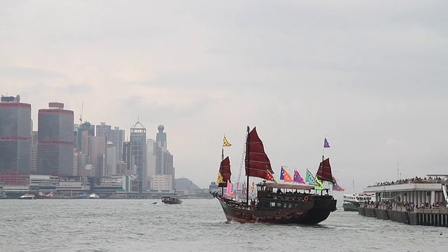 香港传统的帆船视频素材