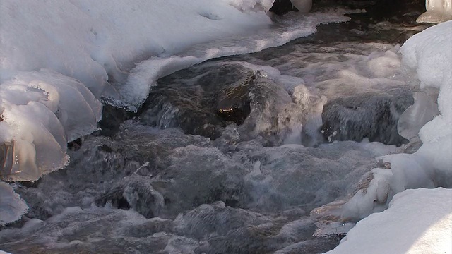 日本北海道Siretoko的Utoro冬季河2视频素材