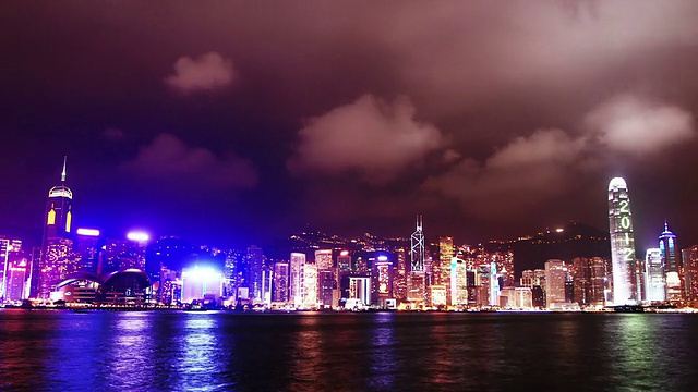 香港城市夜景。时间流逝视频素材