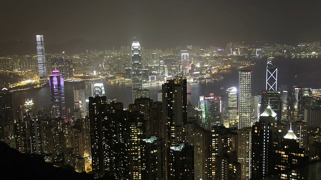 香港维多利亚港从太平山顶的时间流逝视频素材