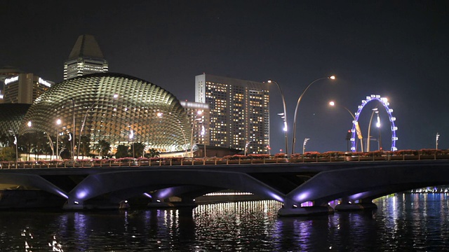 滨海广场和新加坡夜景视频下载