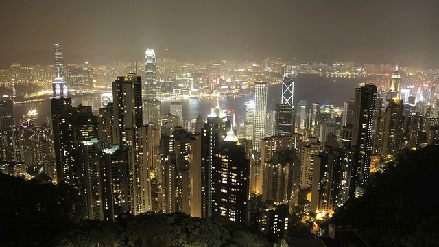 从太平山顶拍摄的香港岛的时间流逝视频素材